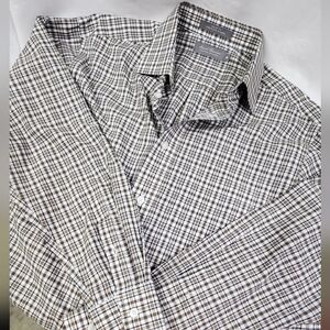 Daniel Cremieux Mens Brown/Blue Check Button Front Dress Shirt Medium